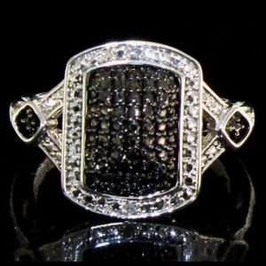 Genuine Black & White Diamond Accented Ring